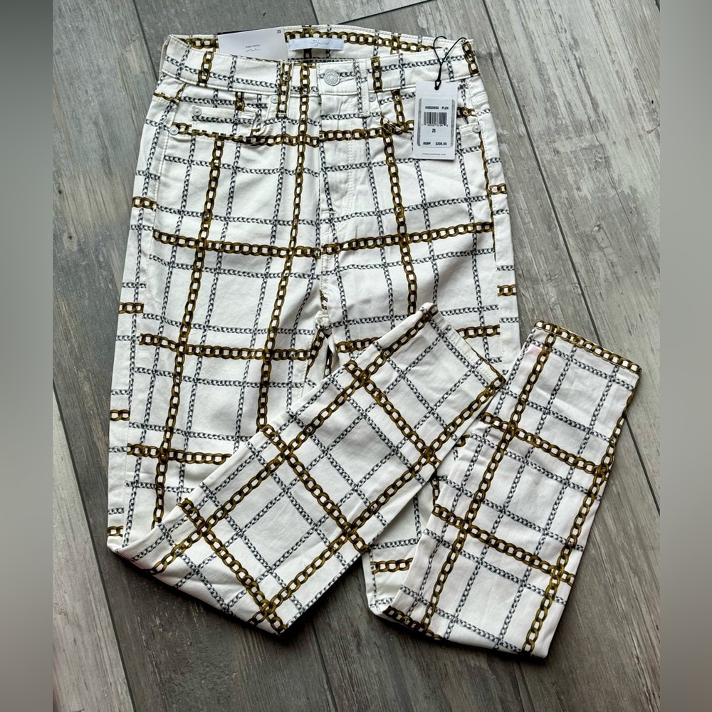7 for all mankind high waist ankle super skinny jean chain pattern size 25 NWT